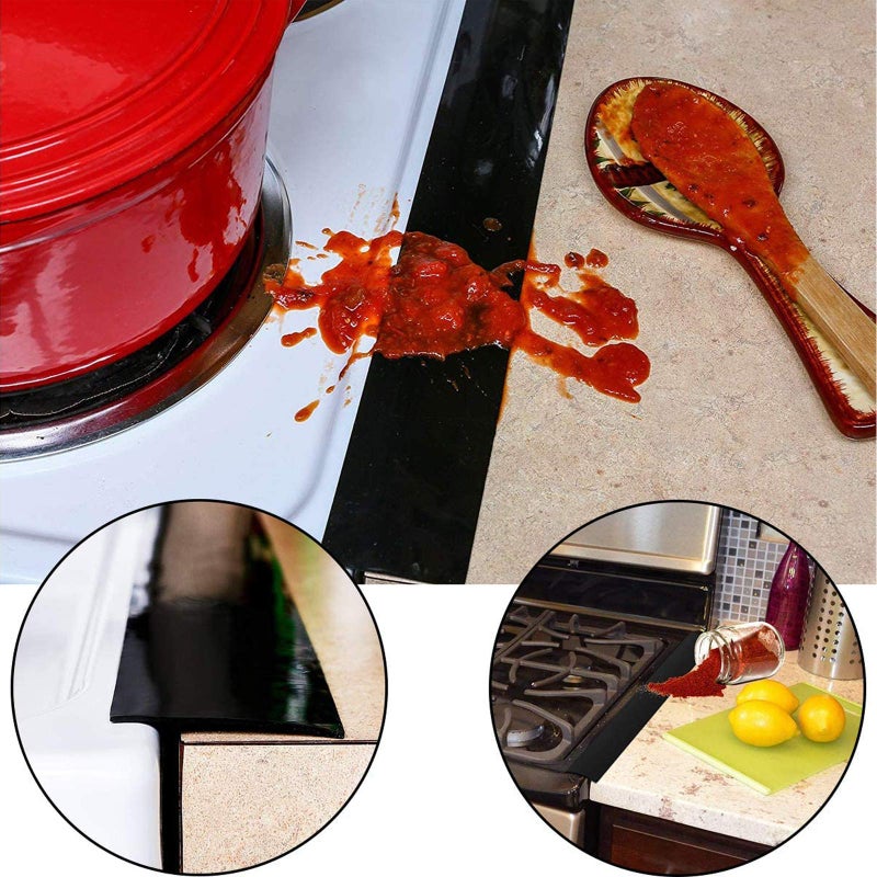 MSDADA Stove Covers, 8 Pcs 0.2 mm 10.6" x 10.6" Gas Range Protectors with 2 Pcs 21â€ Silicone Gap Cover Keep Stove Clean, Double Thickness, Reusable, Non-Stick, Easy to Clean - Image 5